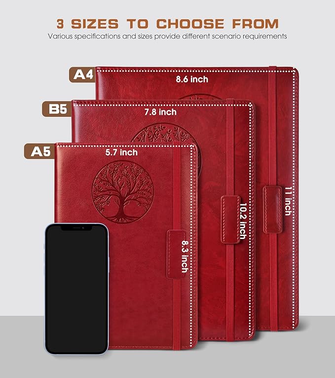 Biuwory Lined Journal Notebook for Women Men,256 Pages B5 Large Hardcover Leather Journals for Writing,Travel,Business,Work & School,College Ruled Notebooks for Note Taking,Diary Notepad 7.8"×10.2"
