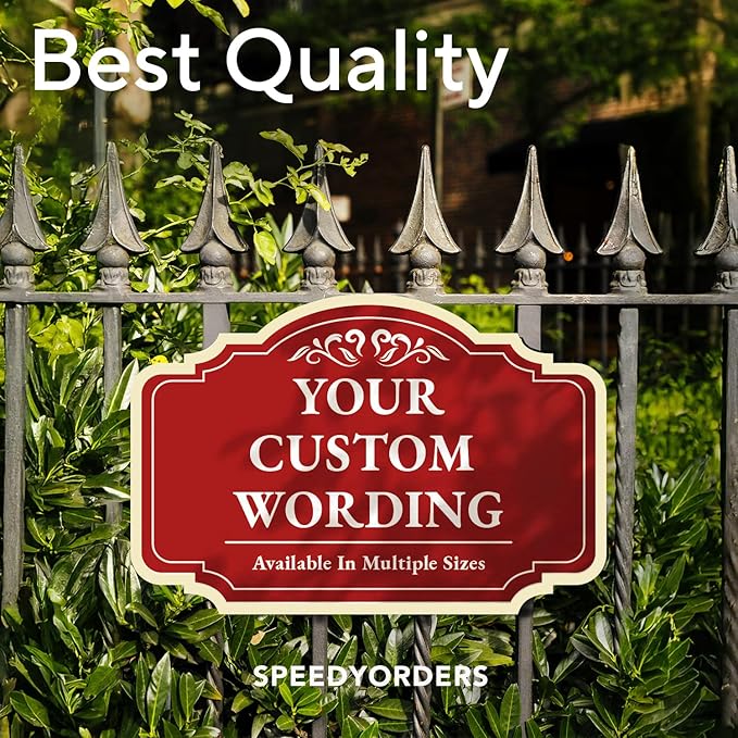 Custom Decorative Outdoor Metal Sign - Personalized Aluminum Driveway Sign, Waterproof, Made in USA - Design 2 Red Brick 42x28 In
