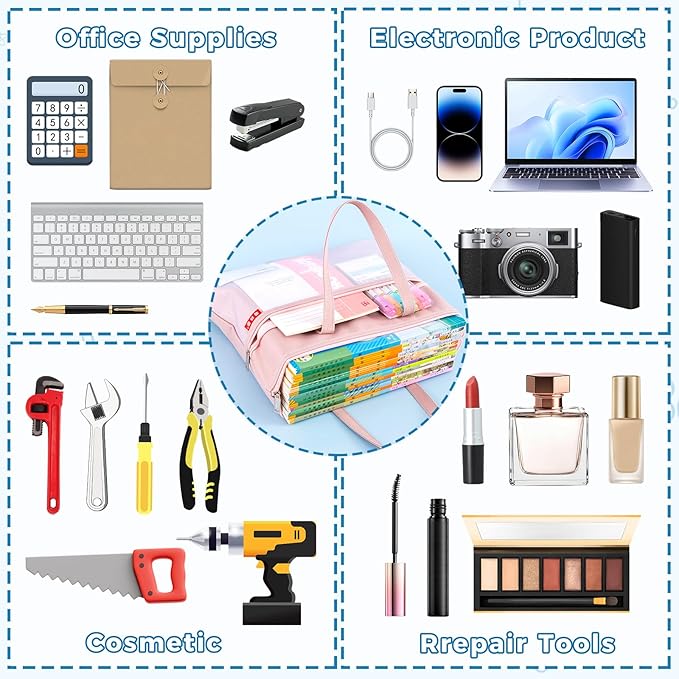 Pendancy Mesh Zipper Pouch A4 Size, Large Double Pocket Waterproof File Bag with Handle, 11x13.8 in Foldable Document Storage for Puzzle Project/Cross Stitch/Travel/Office（Advanced Gray）