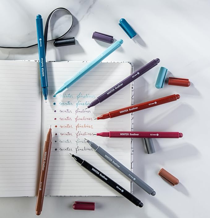 DIVERSEBEE Fine Tip Pens, 8 Bible Pens No Bleed Through, Assorted Colors, 0.5mm Fine Point Fineliner Markers for Journaling, Bible Study Journaling Supplies and Accessories (Winter)