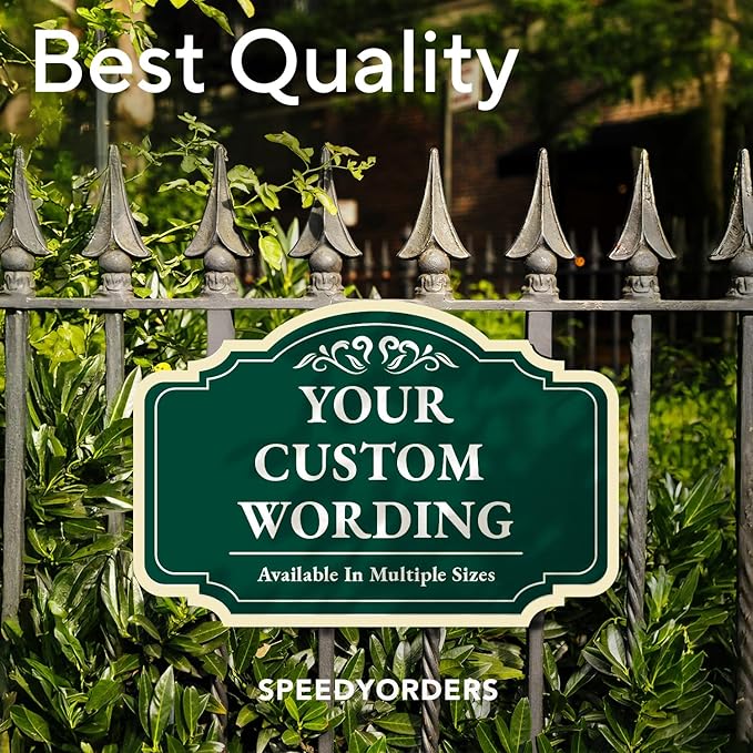 Custom Decorative Outdoor Metal Sign - Personalized Aluminum Driveway Sign, Waterproof, Made in USA - Design 2 Forest Green 10x7 In