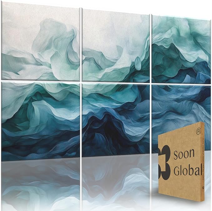 Soon Global Acoustical Wall Panels, 72 X 48 Inches Art Acoustic Panels, Decorative Acoustic Panels, Acoustic Wall Panels, Sound Absorbing Wall Art, Aqua Dreams