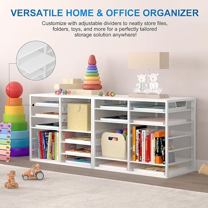PAG-Mass Mail Sorter for Desk, Countertop Literature Organizer, Student Mailbox for Classroom, Desktop Bill Paper Holder Rack for Office Home School, 12 Compartments, White