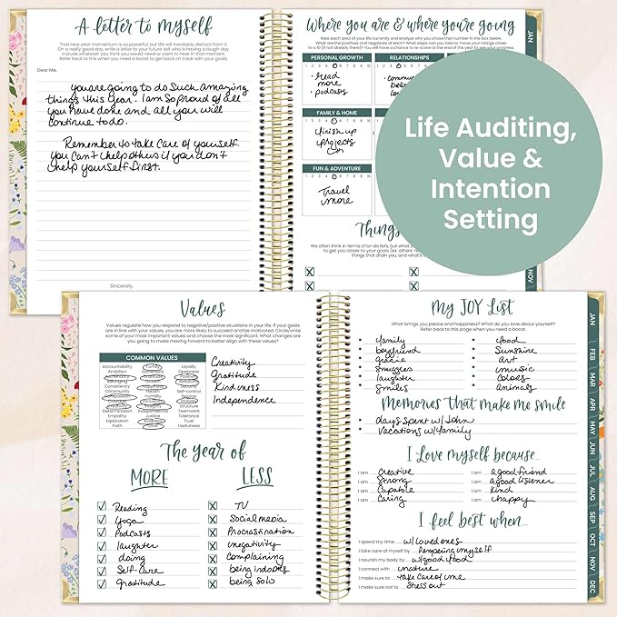 bloom daily planners 2026 Hardcover Calendar Year Goal & Vision Planner (January to December) - Monthly & Weekly Agenda Organizer - 7.5" x 9" - Garden Party, Beige