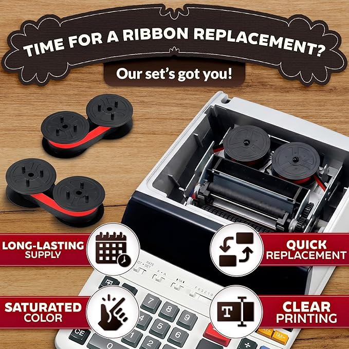 12-Pack Canon Calculator Ribbon Red/Black – 18ft x 0.5in Sharp EL-1197PIII Ribbon – Compatible Ink for MP21DX MP11DX MP25DV MP27D and Other Models, Easy Installation, Long-Lasting Two-Color Printing