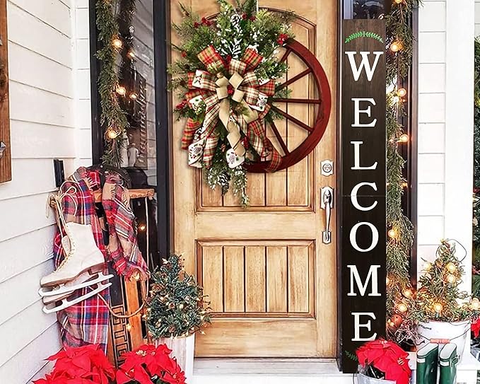 Tall Outdoor Welcome Sign, 6ft Brown Rustic Modern Farmhouse Welcome Sign for Front Door & Porch Decor, Fall Home Decor