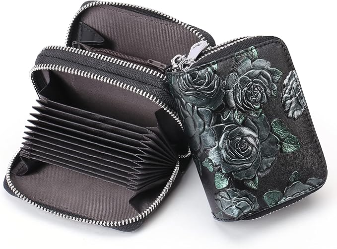 GOIACII Small Genuine Leather Wallet for Women, RFID Blocking Credit Card Holder Wallet