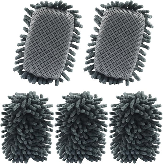 Biaungdo 5 Pack Washable Whiteboard Eraser, Microfiber Shag Dry Eraser for Classroom Teacher Supplies, Office, Home(Grey)