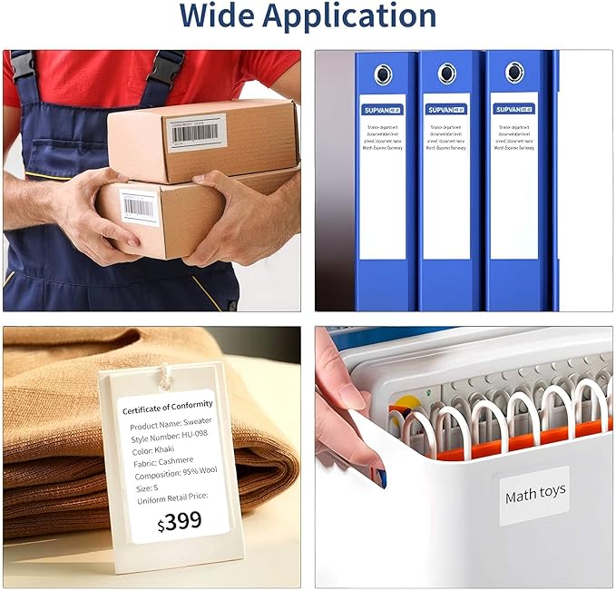 Risio Thermal Labels 2.36"x1.57"(60x40mm),180 Labels/Roll(5 Rolls),Waterproof, Oil-Resistant, Scratch-Resistant Thermal Label Paper,for Barcode/Address/Mailing/Logo/Business/Home