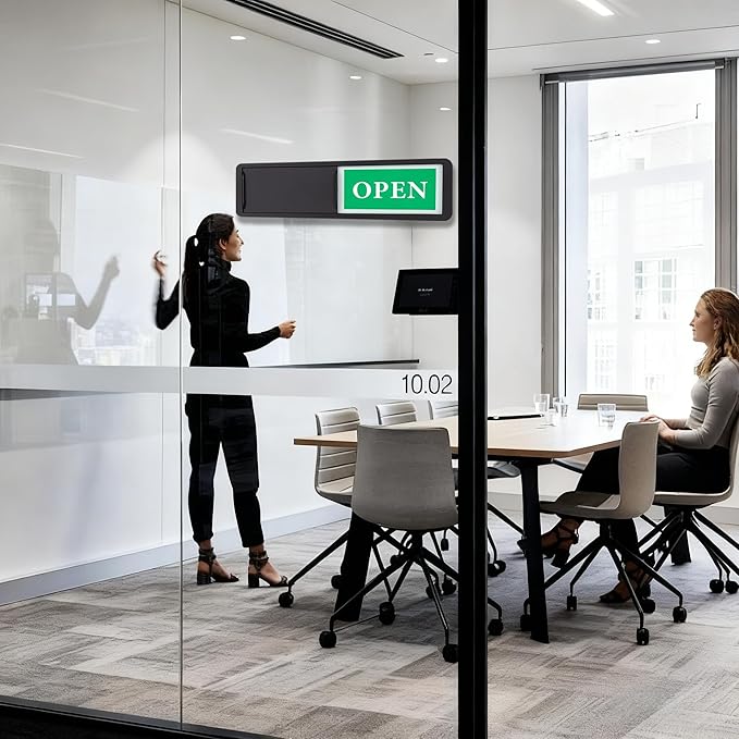 Open Closed Door Sign, Sliding Reversible Door Indicator Sign for Office, Storefront, Salon, Restroom, Studio, Home Office – Red Green Privacy Signs