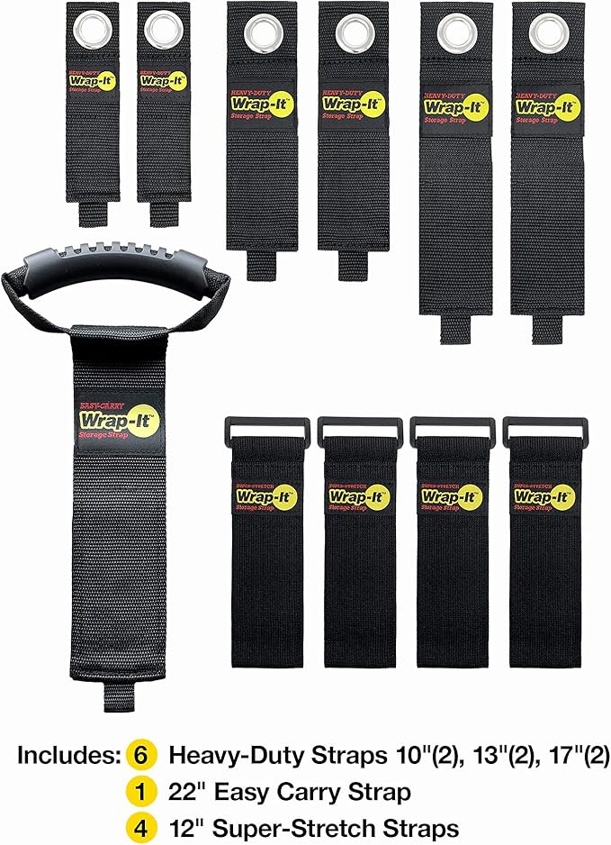 Wrap-It Storage Garage Organization Value Pack - Assorted Storage Straps for Cord and Hose Storage