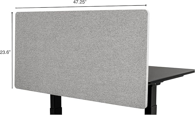 Stand Up Desk Store ReFocus Clamp-on Acoustic Desk Divider Privacy Panel That Reduces Noise and Visual Distractions (Cool Gray, 47.25" X 23.6")