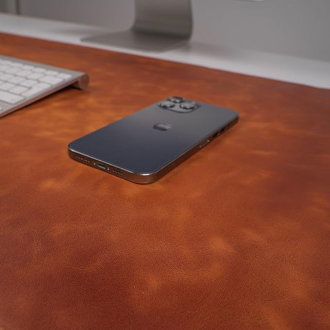 Node Leather Desk Mat - Executive Real Leather Pad - Large (18 3/4" x 35 3/4") | Non-Slip Desk Blotter