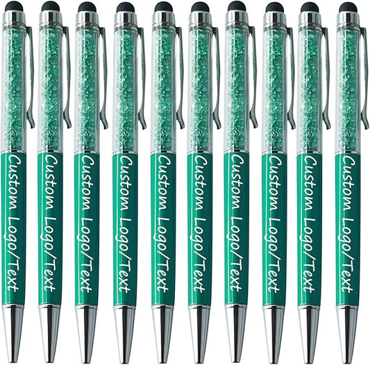 Yucold Customized Pens with Name/Logo - Touch Screen Stylus Ballpoint Pen, Perfect for Weddings, Business & Personalized Gifts (Peacock Green,200)