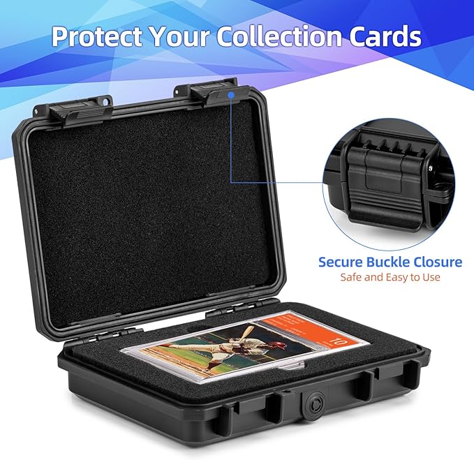 MewVeer Graded Card Case, Trading Card Storage Box, Top Loader Storage Cases with Padlock Hole, Hard Cards Boxes for Sports Cards Hold up to 3 PSA