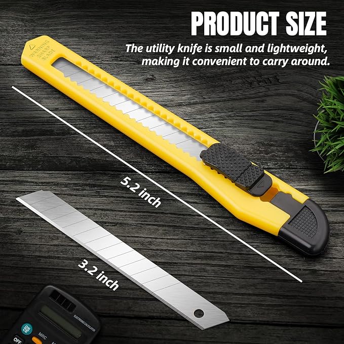 TIFICAL 42 Pack Box Cutter Retractable, 9MM Snap-Off Blade Utility Knife With Self-Lock Design for Cutting Boxes, Carton, Cardboard, Paper