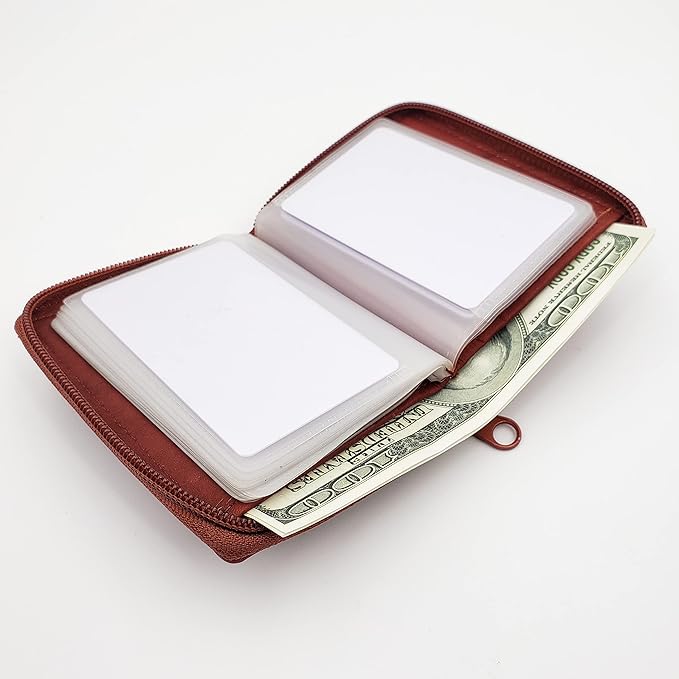 ag wallets Mens Zip Around Leather Wallet with Inserts (Burgundy)