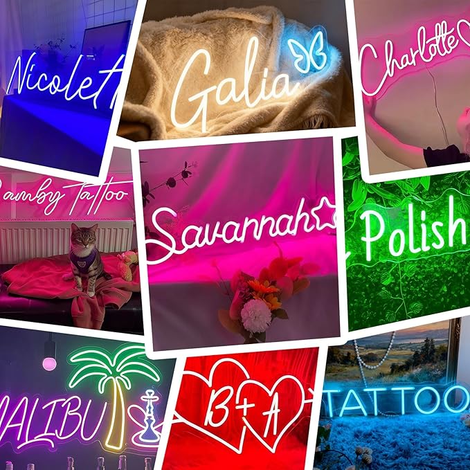 Lorxi Custom Neon Signs, 5V USB Neon Sign Customizable for Wall Decor, Personalized Neon Sign for Wedding Birthday Party Bedroom Bar Salon Business Shop Name Logo Lights Sign