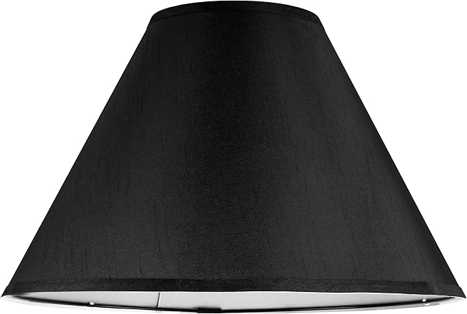 GO&SO Set of 2 Black Lamp Shade Fabric Large Lampshades,Barrel Lamp Shades 6.5 x 16.3 x 10.5 inch,Replacement Lamps Shades for Table Lamps,Floor Lamps,Spider Lamp Cover Handcrafted, Assembly Required