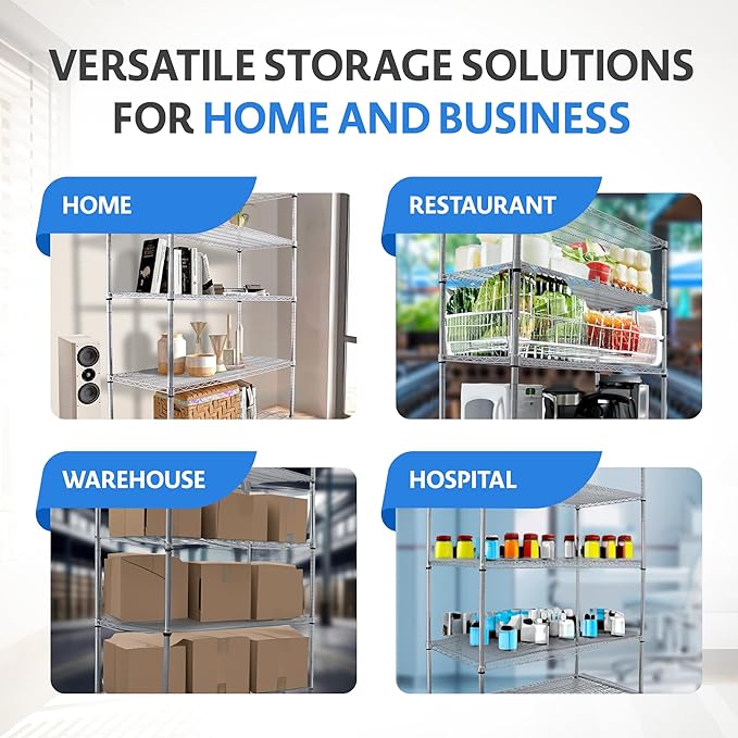 4000 LBS Heavy Duty Metal Shelving Unit – 36x18x76 NSF 5-Tier Wire Rack with Wheels, Adjustable Garage Storage Shelves, Chrome Wire Shelving for Kitchen, Warehouse, Bakers Rack – Crescent