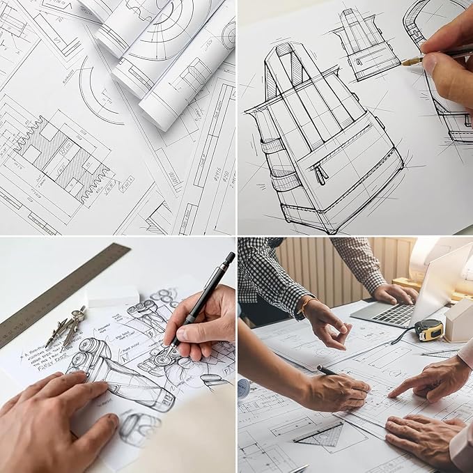 FungLam Wide Format Paper, 24 in x 150 ft Plotter Paper, 2 Rolls CAD Bond Rolls with 2 in Core, 20 LB Bond Papers Rolls, Idea for CAD Drawings, Engineering Plans, GIS Maps & Architectural Designs