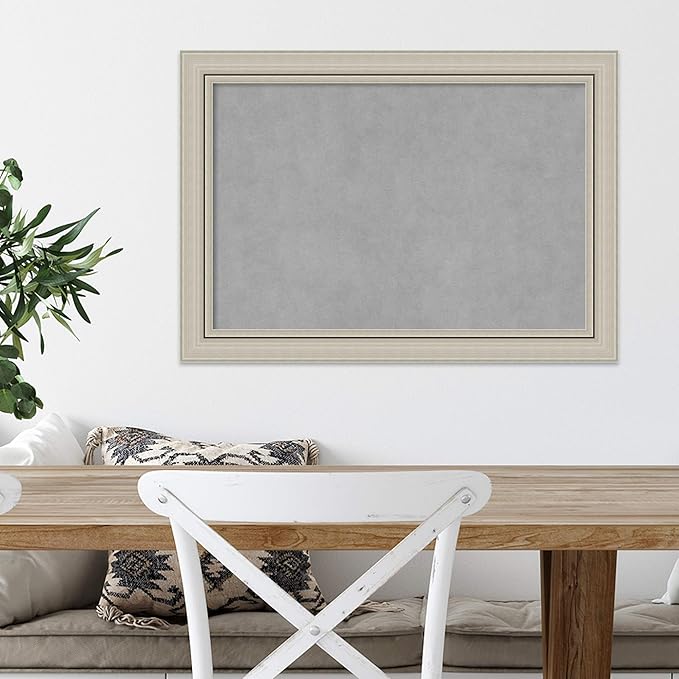 Amanti Art Silver Framed Magnetic Board 20x28 Medium Vision Board for use with Magnets, 100% Metal Sheet to Display Items as Office Decor or for Home Organization in mudroom, Kitchen or Kids Room