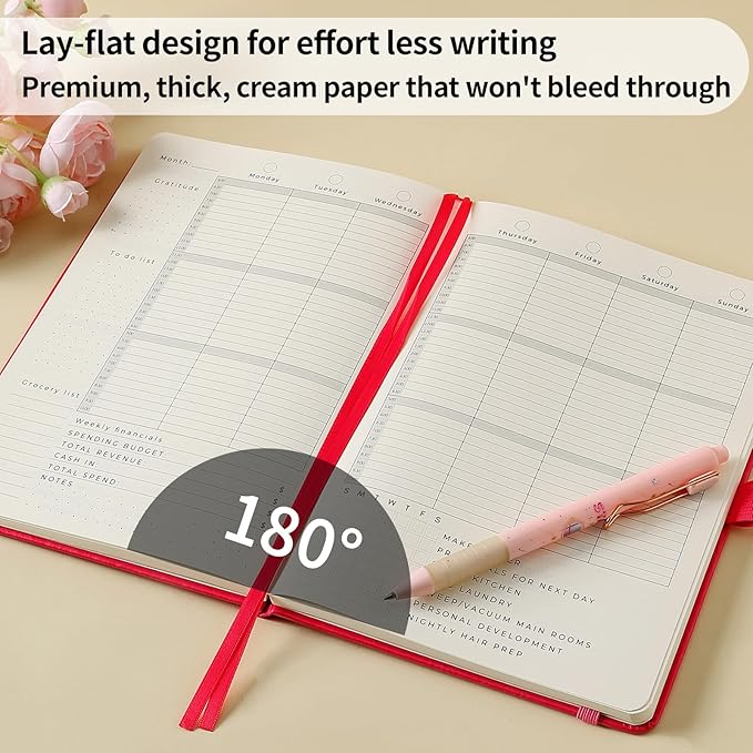 Crein Lynh 2025-2027 Premium Planner, Weekly & Monthly Calendar Planner with Budget & Goal Setting, January 2025 – December 2027, Tabs, Inner Pocket, Daily Journal Organizer for Women, A5, Pink