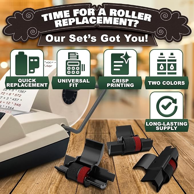 Calculator Ink Roller Black/Red Pack of 10 - Individually Sealed Calculator Ink Cartridge IR40T Compatible with Casio HR-170RC, HR-100TM / Canon P23-DHV, P170-DH3 / Sharp EL-1801V, EL-1750V & More