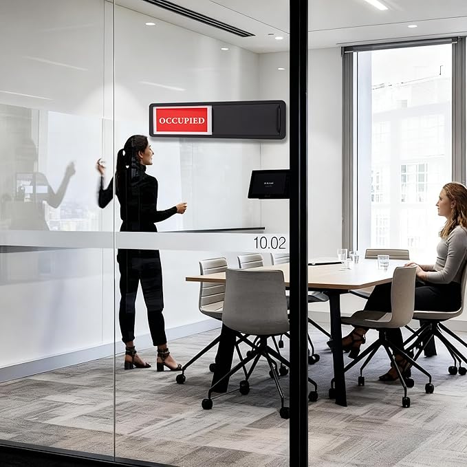 Vacant Occupied Door Sign, Sliding Room Status Indicator Privacy Door Sign for Office, Restroom, Conference Room, Home, Hotel, Hospital (Black)