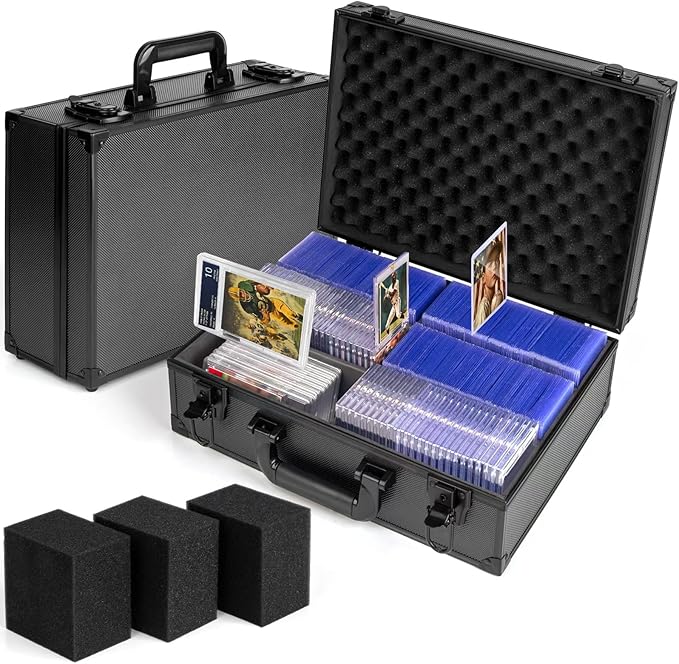 MewVeer Top Loader Case, Trading Card Storage Box with Key Lock for Sports Cards, Trading Cards, Hard Case Holds 600+ Top Loaders or 130+ 35pt One Touch