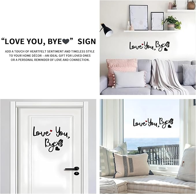 Love You Bye Wood Sign with Butterfly Home Decor Boho Decor Wall Decor Express Love and Warm for Your Family Lovers Wall Art Gift Hallway Entryway Above Door Topper Thanksgiving Decorations for Home