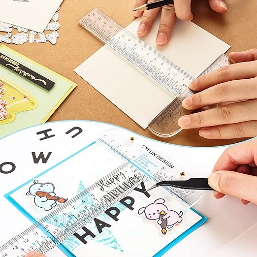 9 Pack 6 Inches Acrylic Clear T-Square Ruler,T Square Ruler, Transparent, T Ruler, for Crafting Drafting and General Layout Work Art Framing & Drafting Scrapbooking Inches & Metric Measuring Tool
