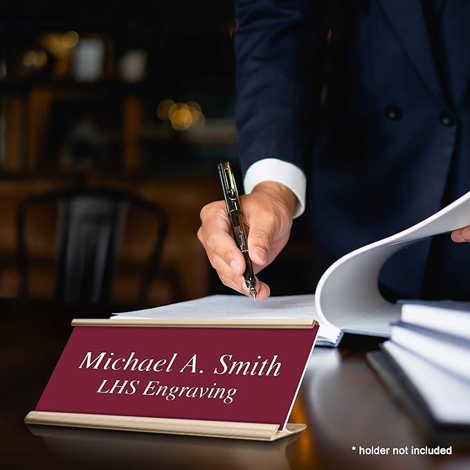 Engraved Custom Door Plate Burgundy Plastic Office Door Sign with White Letters - Made in USA 2x12 B26