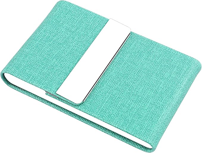 DMFLY Business Card Holder for Women and Men - Magnetic Shut Case for Purse, Green-bm
