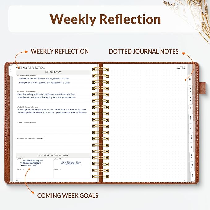 SUNEE 2026 Planner 5.9" x 8.3" – Dated Productivity Planner for Time Management - Daily,Weekly & Monthly Planner to Achieve Goals - Planner 2026 dated from January 2026 – December 2026,Brown