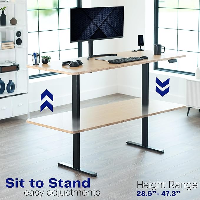 VIVO Heavy Duty Dual Motor Electric Sit Stand Desk Frame, 220 lbs Capacity up to 85" x 43" Tops, Memory Controller Height Adjustable Frame Only, Black, DESK-E-200B