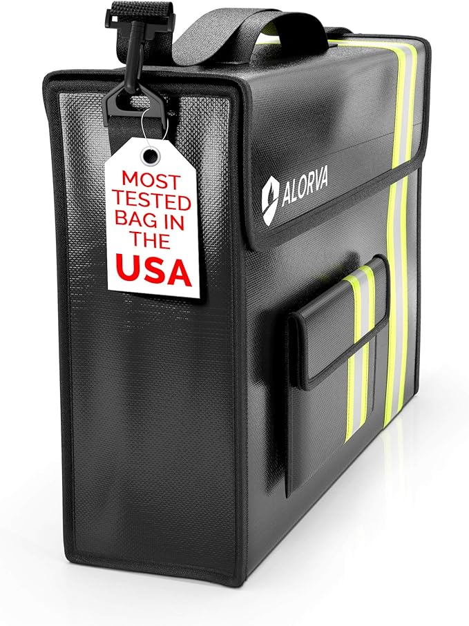 Upgraded Fireproof & Waterproof Document Bag – Lockable 17”x 12”x 5” with Wallet Protector - Reflective to Find Fast at Night – Shield Documents & Valuables from Fire & Water - Firefighter Designed