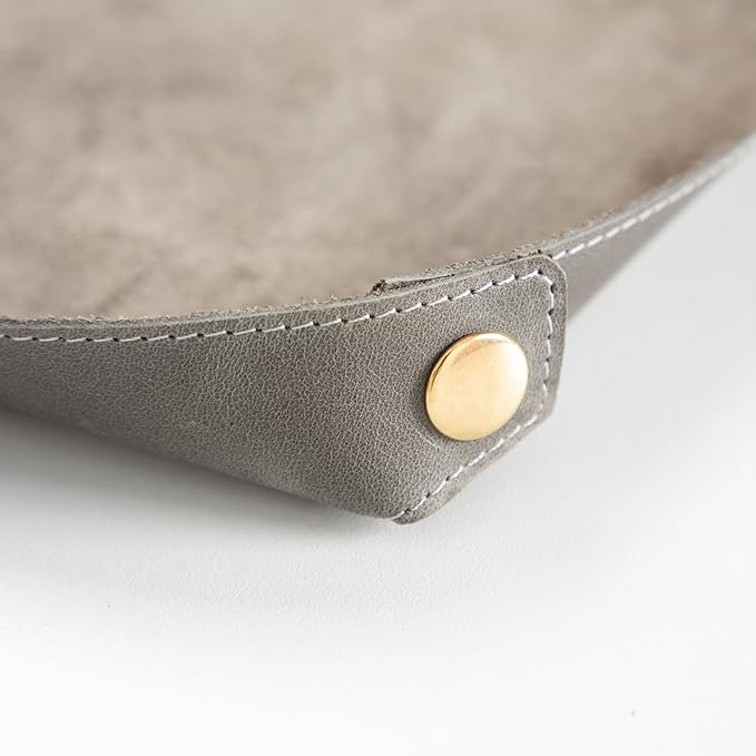 Node Leather - Genuine Leather Desk Mat (32" x 16"), Desk Organizer & Cup Coaster - Leather Office Set - Premium Handmade Office Accessories for Elegant Workspace - Gray
