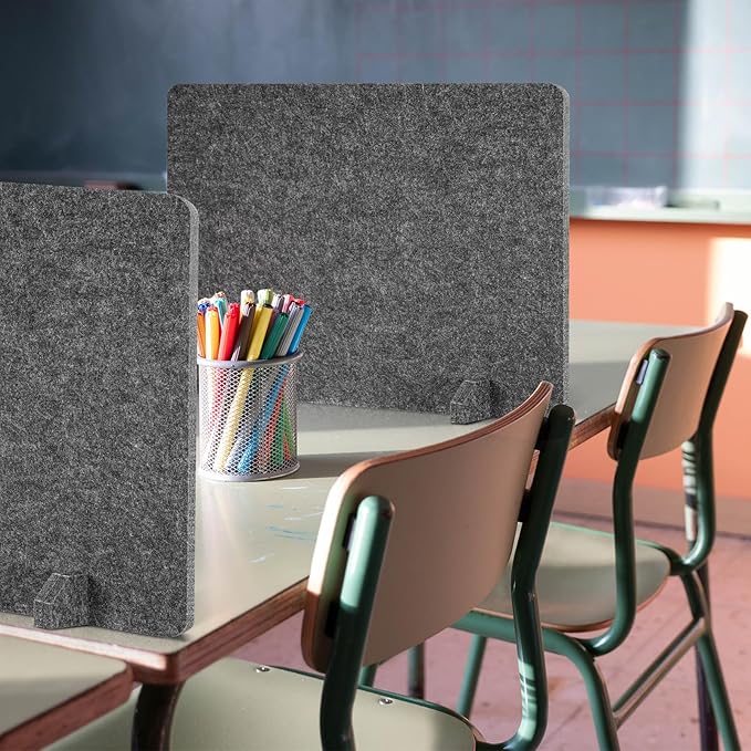 AMUSIGHT 2 Pack Acoustic Desk Dividers - 24" x 20" Freestanding Privacy Panels Set with Noise - Reducing Design Cubicle Sound Proof, Ideal for Office, Classroom, and Home (Dark Gray)