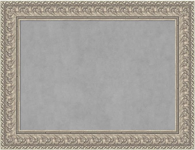 Amanti Art Silver Framed Magnetic Board 27x35 Medium Vision Board for use with Magnets, 100% Metal Sheet to Display Items as Office Decor or for Home Organization in mudroom, Kitchen or Kids Room
