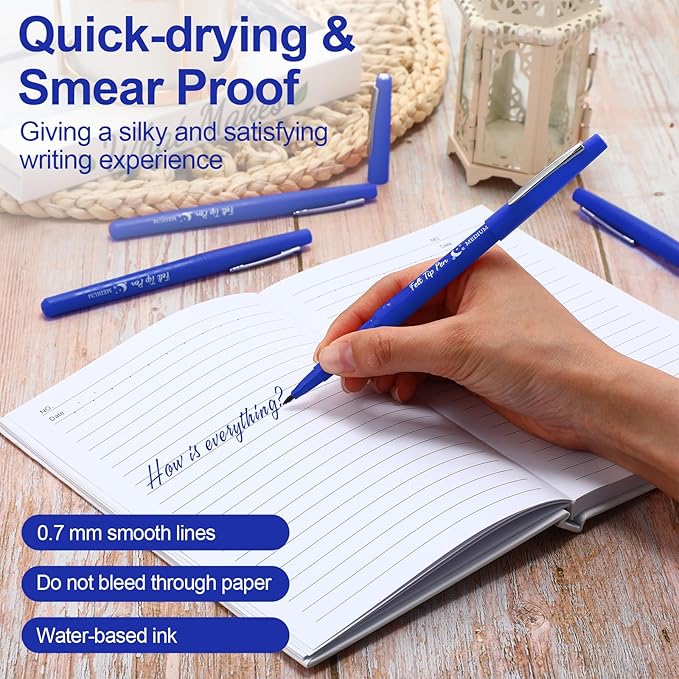 Fuyoooo 36 Pcs Felt Tip Pens 0.7mm Medium Point Colored Felt Tip Pens for Journaling Planner Writing Note-taking Art Office and School Supplies(Dark Blue)