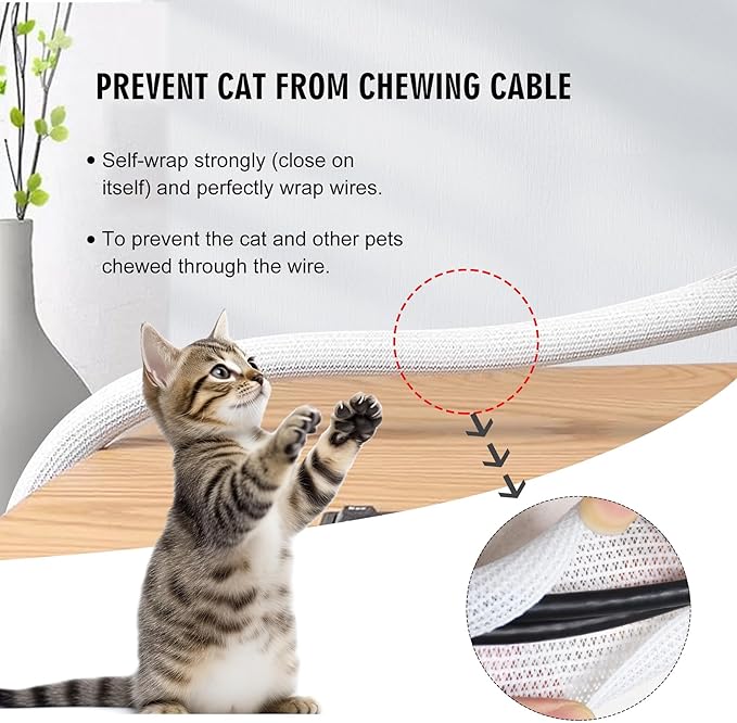Moxita 25ft - 1/2 inch Cord Protector Cable Sleeve Split Wire Loom Tubing for Power Cord Audio USB Cable, Cord Sleeve Cable Management for TV Computer, Cord Protectors from Pets Chewing, White
