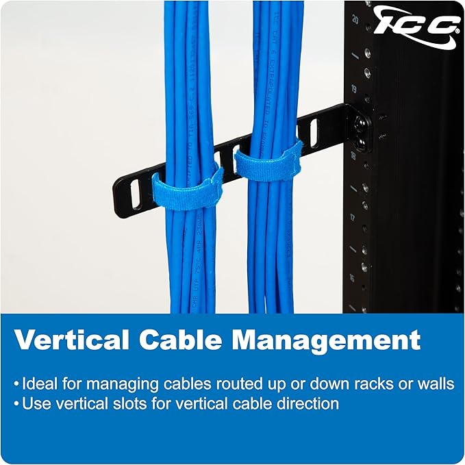 ICC 6” Metal L-Shaped Cable Management Bracket, Vertical/Horizontal, Rack or Wall Mount, Pack of 25 – Cable Organizer for Data Centers and Network Racks