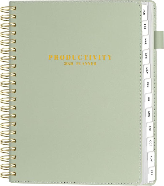 SUNEE 2026 Planner 8.5" x 11" – Dated Productivity Planner for Time Management - Daily,Weekly & Monthly Planner to Achieve Goals - Planner 2026 dated from January 2026 – December 2026,Grey Green