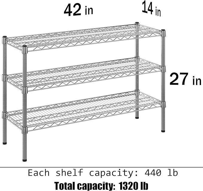 Regal Altair 14" Deep x 42" Wide x 27" Height Wire Shelving Kit | 3-Tier | NSF Commercial Storage Rack Unit