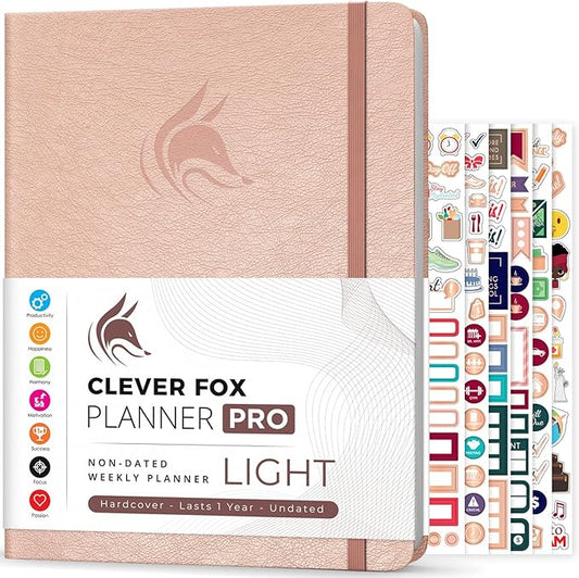 Clever Fox Planner PRO Light – Weekly & Monthly Life Planner to Increase Productivity, Time Management and Hit Your Goals, 8.5x11″ (Rose Gold)