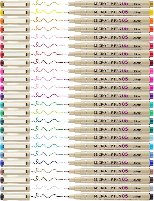 Attom Tech Art [24 Colors] 05 Micro, Fineliner Pen Set Ink, Fine Point Pen,Multi-liner, Sketching, Anime,Artist Illustrating/Technical Drawing, Office Documents…