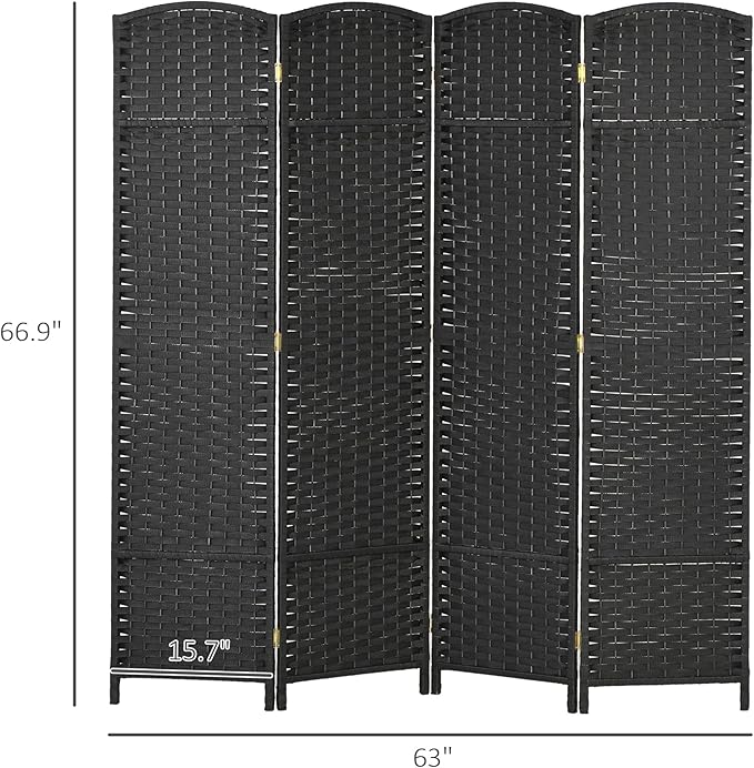 HOMCOM Room Divider, 4 Panel Folding Privacy Screen, 5.6' Tall Freestanding Partition for Home Office, Bedroom, Black