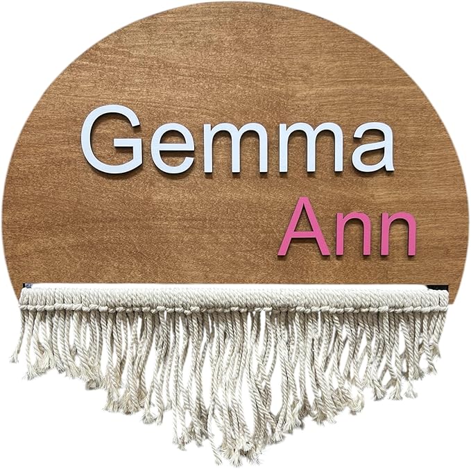Personalized Name Sign for Nursery - Custom Wooden Name Signs for Kids Room, Personalized Nursery Name Sign - Perfect Shower Gift, Wall Name Decoration & Wedding signs, Family Name Signs(Macrame)