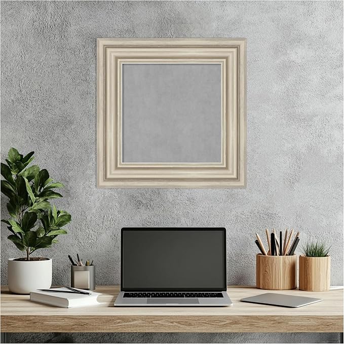 Amanti Art Silver Framed Magnetic Board 18x18 X-Small Vision Board for use with Magnets, 100% Metal Sheet to Display Items as Office Decor or for Home Organization in mudroom, Kitchen or Kids Room
